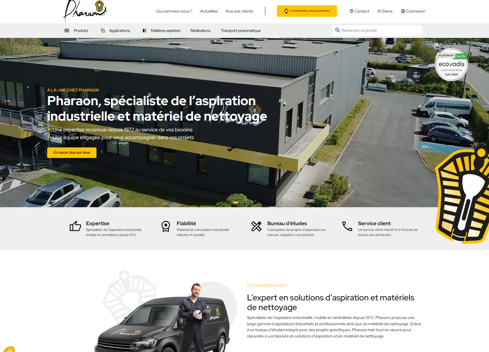 Pharaon boutique B2B aspiration industrielle